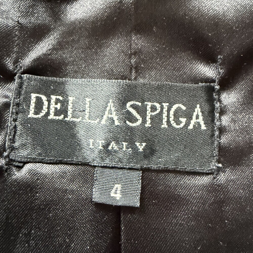 Della Spiga Italy Faux Leather Utility Jacket Brown Cinched Waist Women's Size 4 - Picture 2 of 13